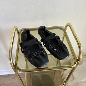 Vintage Black Leather Ballerina Flats